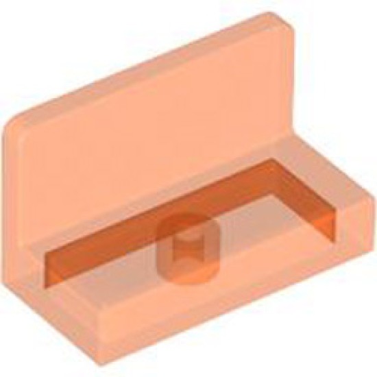 Wall Element 1x2x1 Round Edge Transparent Fluorescent Reddish Orange