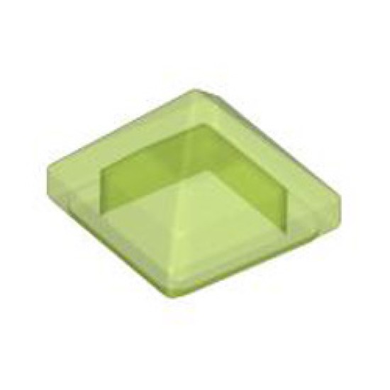 Pyramid Ridged Tile 1x1x2/3 Transparent Bright Green