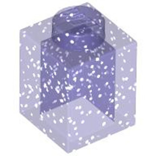 Brick 1x1 Transparent Bright Violet with Glitter