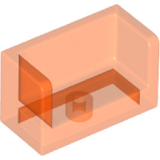 Wall Double Corner 1x2x1 Transparent Fluorescent Reddish Orange