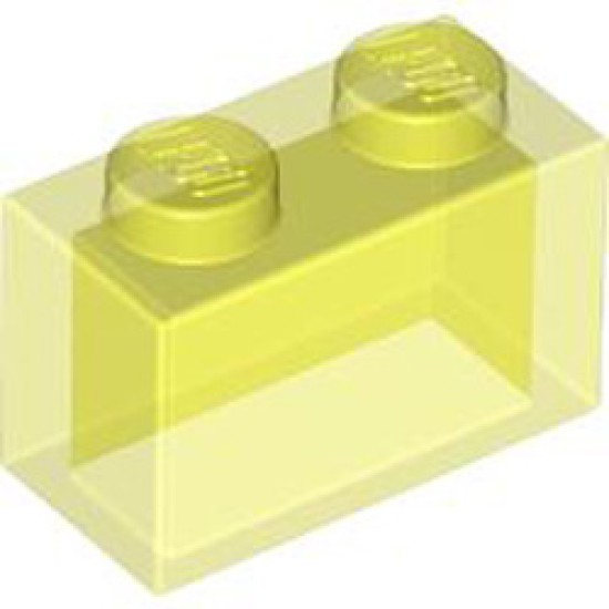 Brick 1x2 without Pin Transparent Fluorescent Green