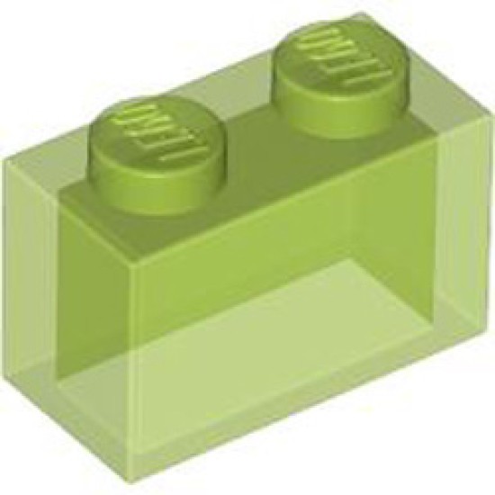 Brick 1x2 without Pin Transparent Bright Green