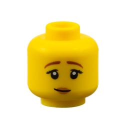Head with Peach Lips and Lopsided Smile Bright Yellow