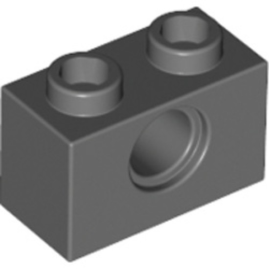 Technic Brick 1x2 Diameter 4.9 Dark Stone Grey