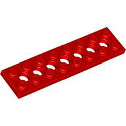 Plate 2x8 with Holes Bright Red