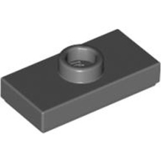 Plate 1x2 with 1 Knob and 1 Bottom Stud Dark Stone Grey