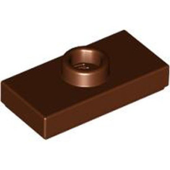 Plate 1x2 with 1 Knob and 1 Bottom Stud Reddish Brown