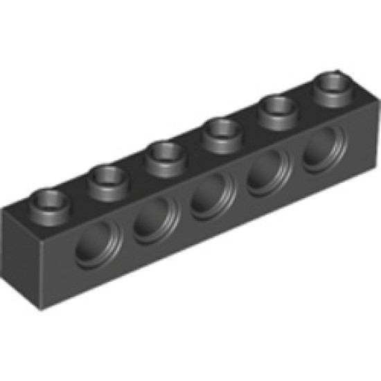 Technic Brick 1x6 Diameter 4.9 Black