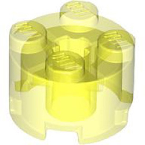 Brick 2x2 Circle with Cross Transparent Fluorescent Green