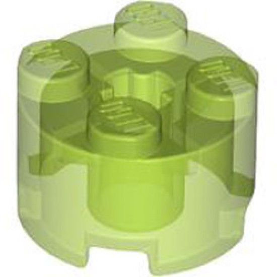 Brick 2x2 Circle with Cross Transparent Bright Green