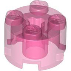 Brick 2x2 Circle with Cross Transparent Medium Reddish Violet