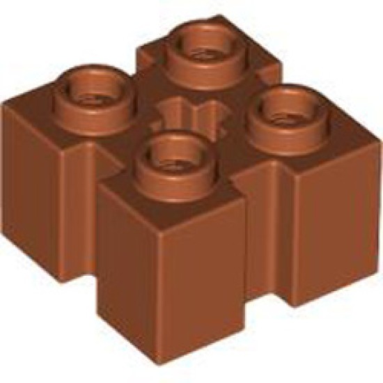 Brick 2x2 with Groove and Cross Hole Dark Orange