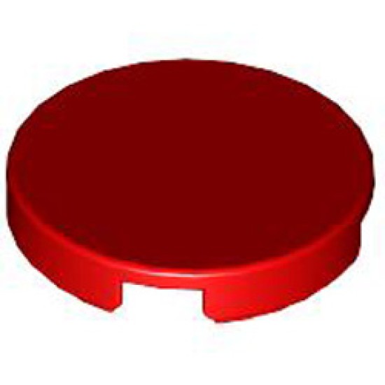 Flat Tile 2x2 Round with Bottom Cross Bright Red