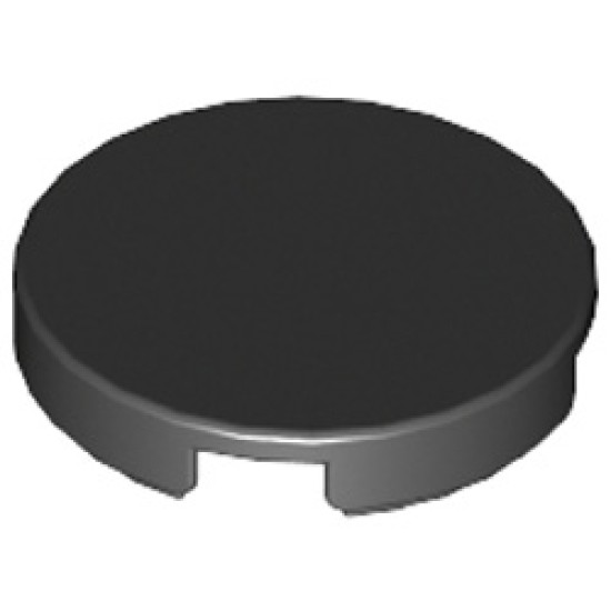 Flat Tile 2x2 Round with Bottom Cross Black