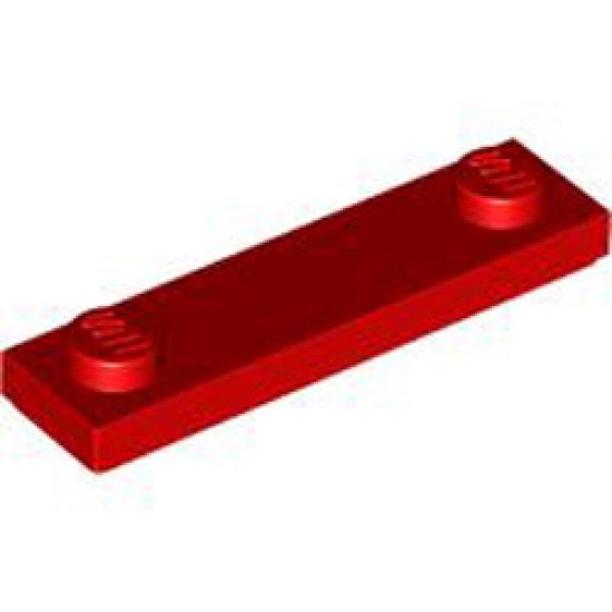 Plate 1x4 with 2 Knobs with Under Groove Bright Red