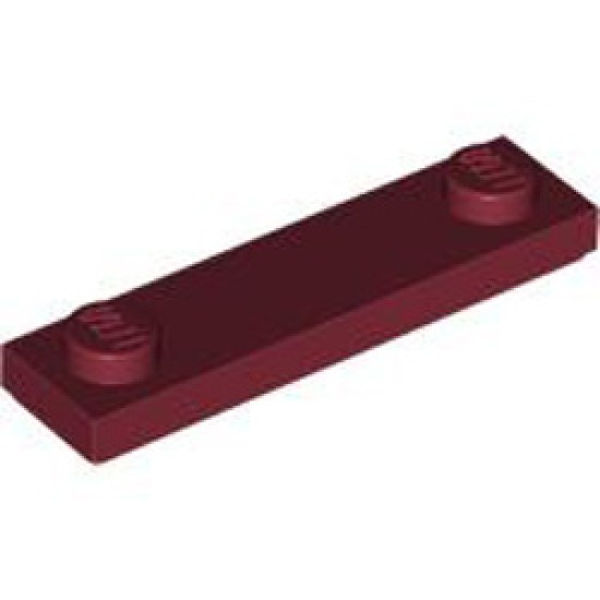 Plate 1x4 with 2 Knobs with Under Groove Dark Red