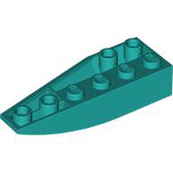Right Shell 2x6 with Bow / Angle, Inverted Bright Bluish Green