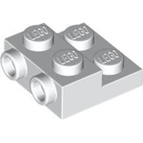 Plate 2x2x2/3 with 2 Horizontal Knob with Half Hollow Bottom Knob White