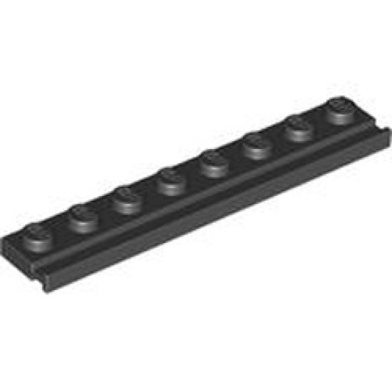 Plate 1x8 with Rail Black