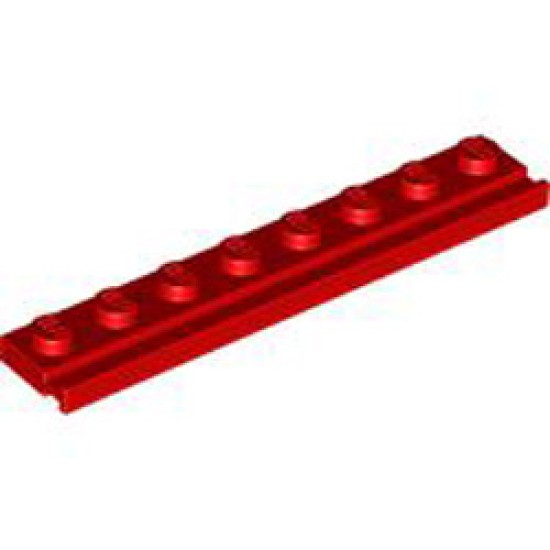 Plate 1x8 with Rail Bright Red