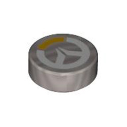 Flat Tile 1x1 Round Number 108 Silver Metallic