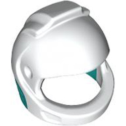 Mini Helmet with Bright Bluish Green Neck Base Number 245 White