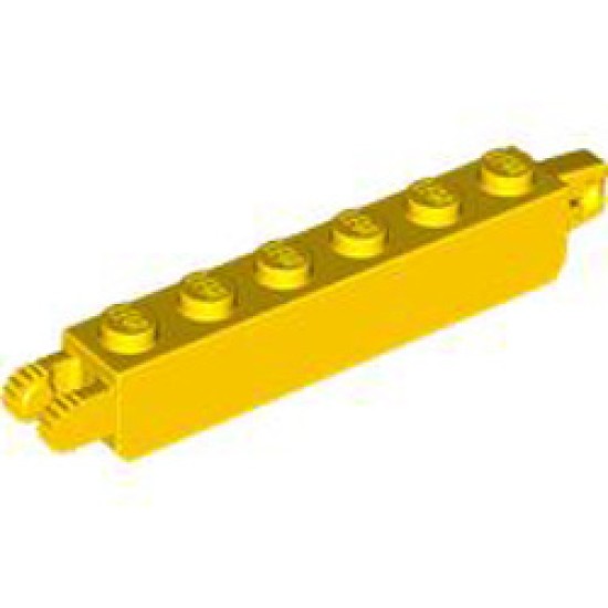 Brick 1x6 Friction / Stub / Fork / Vertical (7 Teeth) Bright Yellow