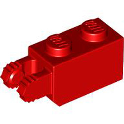 Brick 1x2 / Friction / Fork / Vertical End (7 Teeth) Bright Red