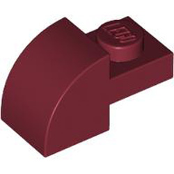 Brick 1x2x1 Bow with Cutout Dark Red