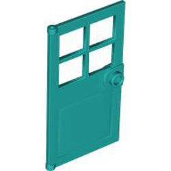 Door with Panes Front Frame 1x4x6 Bright Bluish Green