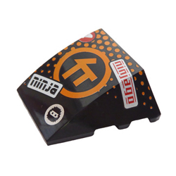 Brick 4x3 with Bow / Angle with Orange Ninjago Symbol Black