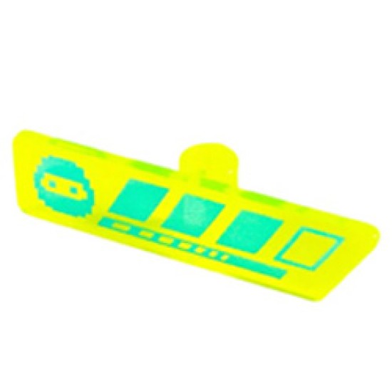 Gameplayer Label with Pixelated Medium Azure Ninja Head Transparent Fluorescent Green