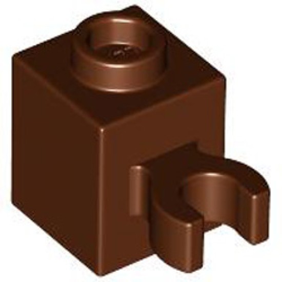 Brick 1x1 with Holder Horizontal Reddish Brown