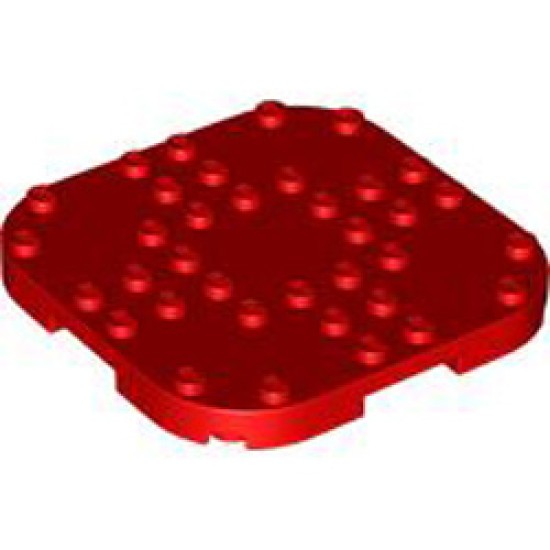 Plate 8x8x2/3 Circle with Reduced Knobs Bright Red