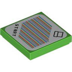 Flat Tile 2x2 with Sticker Number 2 Bright Green