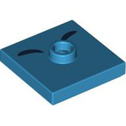 Plate 2x2 with 1 Knob Number 2 Dark Azur