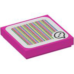 Flat Tile 2x2 with Sticker Number 65 Bright Purple