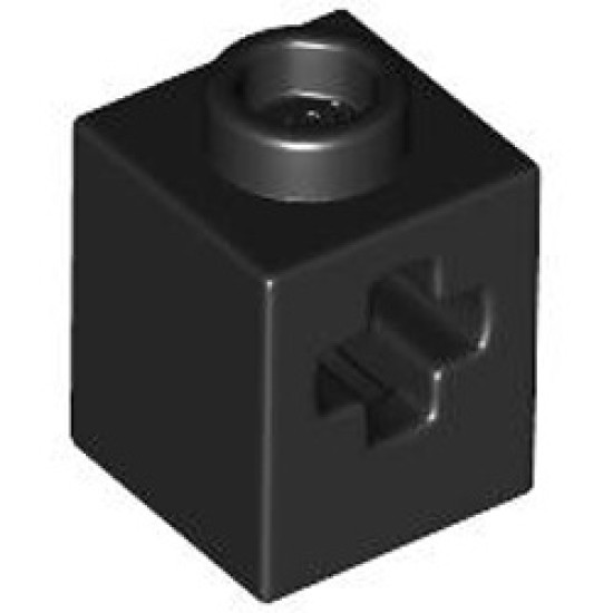 Brick 1x1 with Cross Hole Black