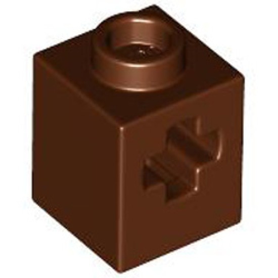 Brick 1x1 with Cross Hole Reddish Brown