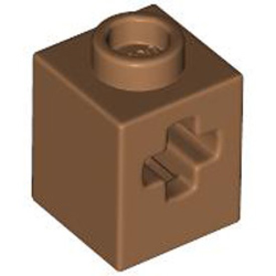 Brick 1x1 with Cross Hole Medium Nougat