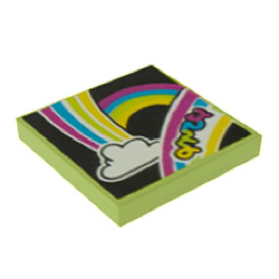 Flat Tile 2x2 With Rainbow Falore Bright Yellowish Green