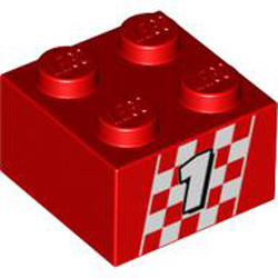Brick 2x2 Number 158 Bright Red