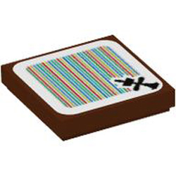 Flat Tile 2x2 with Sticker Number 134 Reddish Brown
