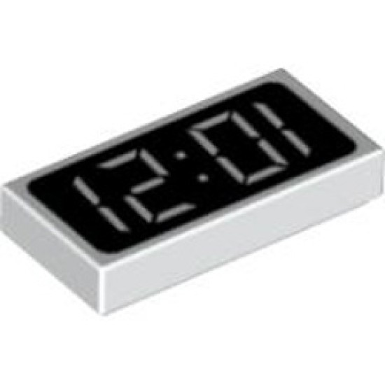 Flat Tile 1x2 Digital Display White