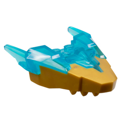 Creature Head Number 78 with Transparent Light Blue Horns Warm Gold