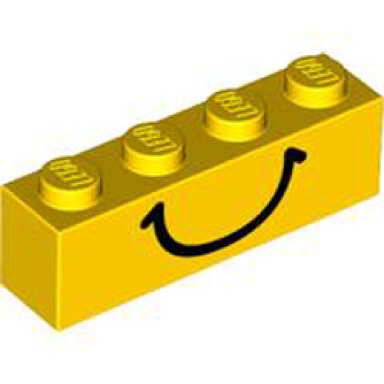 Brick 1x4 Descending Mouth Yellow / Black Bright Yellow