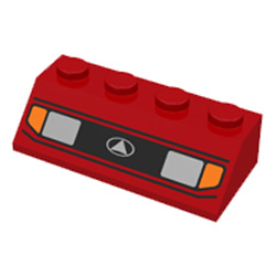 Roof Tile 2x4 / 45 Degree with Headlights Bright Red