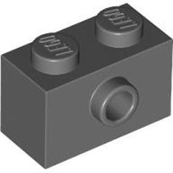 Brick 1x2 with 1 Knob Dark Stone Grey