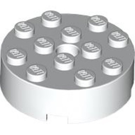 Brick 4x4 Round with Diameter 4.9 Hole White