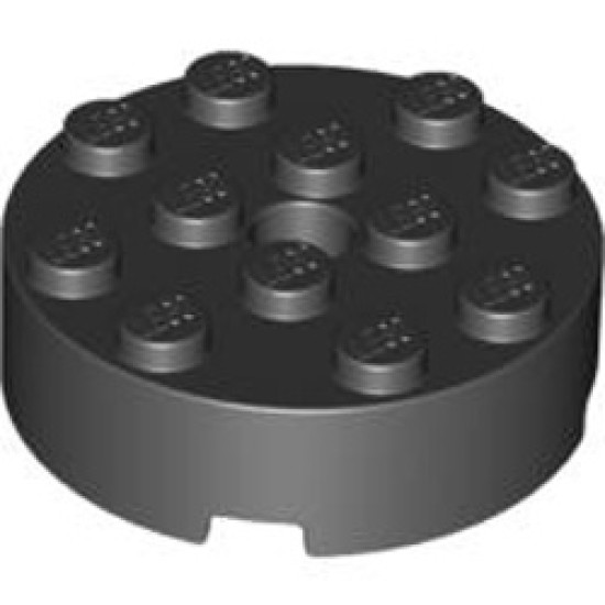 Brick 4x4 Round with Diameter 4.9 Hole Black